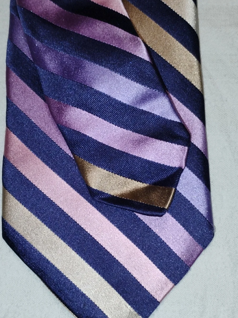 Ted Baker Striped Silk Tie in Navy and Pink
